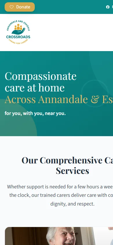 Crossroads Annandale & Eskdale website on a mobile phone