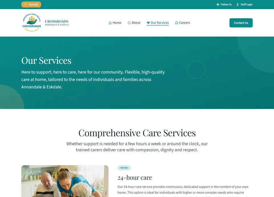 Crossroads Annandale & Eskdale care services page
