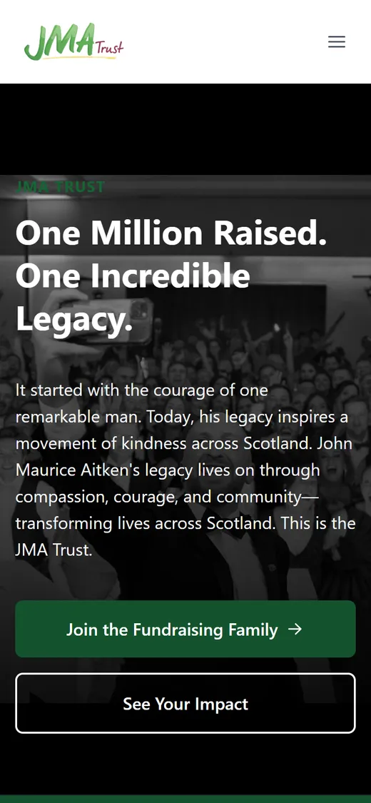 JMA Trust website on a mobile phone