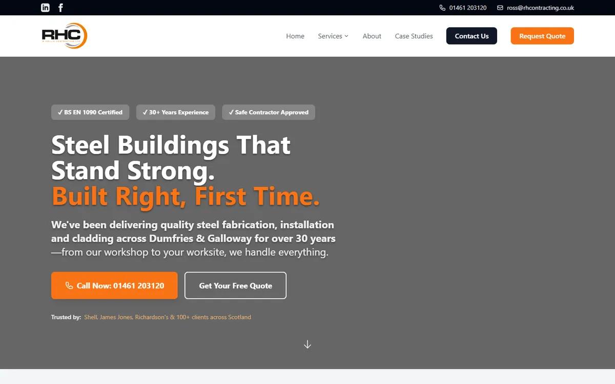 R. Hollis Contracting website, built on the Growing Business package