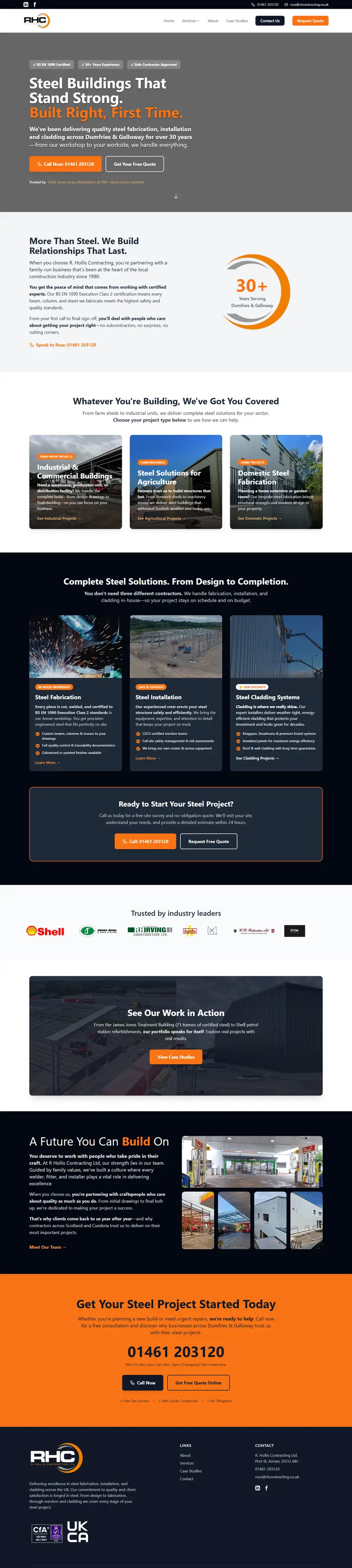 R. Hollis Contracting website, built by Digital Social Web