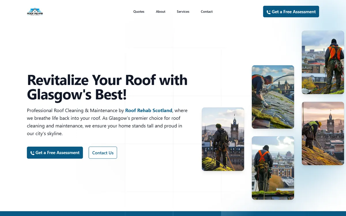 Roof Rehab Scotland website, built on the Wee Website package