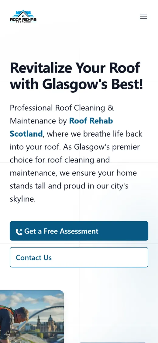 Roof Rehab Scotland website on a mobile phone