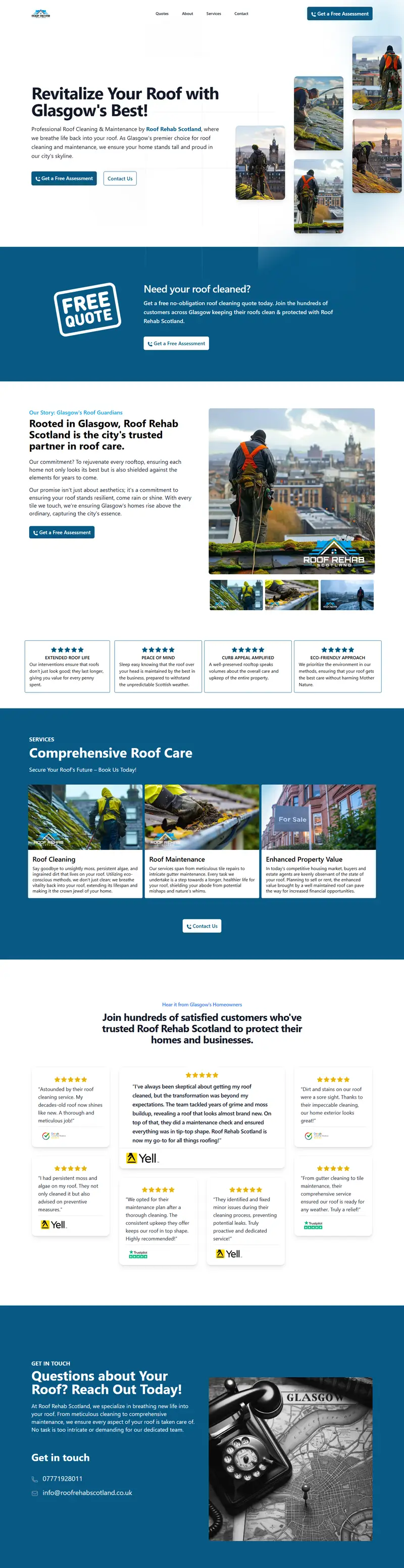 Roof Rehab Scotland website, built by Digital Social Web