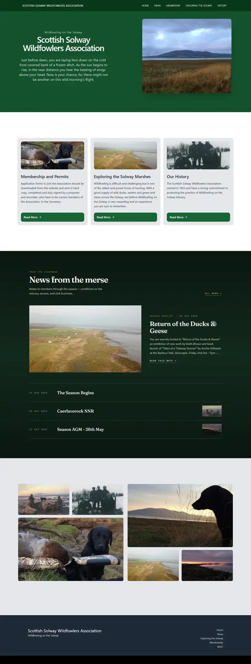 Scottish Solway Wildfowlers Association website, built by Digital Social Web
